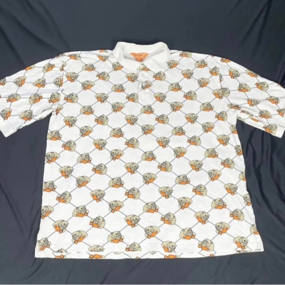 Trust USA Mens Dogs Overprint Short Sleeve Polo Shirt Size 4XL